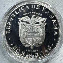1974 Panama 20 Balboas Silver Coin 4.167 oz in OGP with COA Franklin Mint