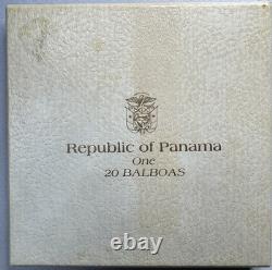 1974 Panama 20 Balboas Silver Coin 4.167 oz in OGP with COA Franklin Mint