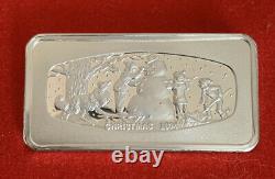 1974 The Franklin Mint Christmas Ingot with Snowman Scene Sterling Silver In Box