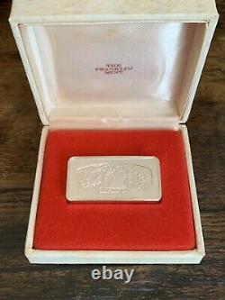 1974 The Franklin Mint Christmas Ingot with Snowman Scene Sterling Silver In Box