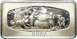 1974 UNITED STATES US Franklin Mint CHRISTMAS 1 OZ OLD Silver BAR Medal i100968