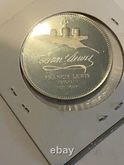 1974 US USA FM Francis Lewis BICENTENNIAL COUNCIL Old Proof Silver Medal i112933