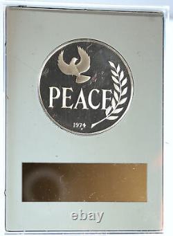 1974 US USA Franklin Mint HOLIDAY Peace Enduring DOVE Proof Silver Medal i112708