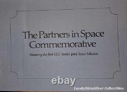 1975 0.964 oz SILVER APOLLO SPACE MISSION ART BAR/ROUND + STAMPS + LETTER