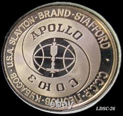 1975 0.964 oz SILVER APOLLO SPACE MISSION ART BAR/ROUND + STAMPS + LETTER