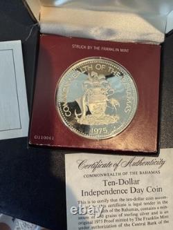 1975 Bahamas $10 Silver Proof Coin. 925 Sterling Silver 1.48? Oz ASW. 6
