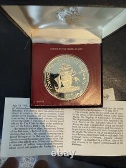 1975 Bahamas $10 Silver Proof Coin. 925 Sterling Silver 1.48? Oz ASW. 6