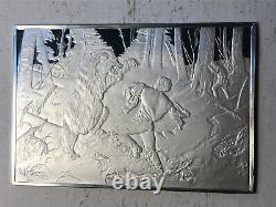 1975 Franklin Mint Currier & Ives The Life of a Hunter 2.8 oz Silver Art Bar