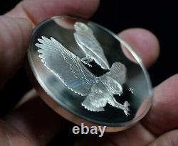1975 Franklin Mint Elf Owl #44 925 Sterling Silver art bar round C1923