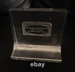 1975 Franklin Mint Fathers Day Silver Art Bar In Lucite Holder Paperweight #122