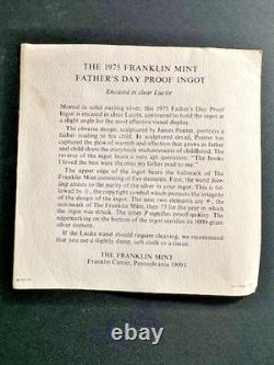 1975 Franklin Mint Fathers Day Sterling Silver Ingot Lucite 1000 grains