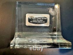 1975 Franklin Mint Fathers Day Sterling Silver Ingot Lucite 1000 grains