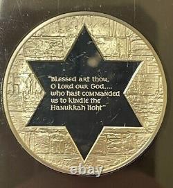 1975 Franklin Mint Hanukkah TORCH of MENORAH Proof Sterling Silver Medal RARE