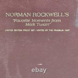 1975 Franklin Mint Norman Rockwell Mark Twain Sterling Silver Ingot Set Framed