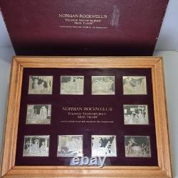 1975 Franklin Mint Norman Rockwell Mark Twain Sterling Silver Ingot Set Framed