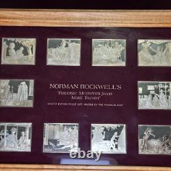 1975 Franklin Mint Norman Rockwell Mark Twain Sterling Silver Ingot Set Framed