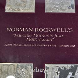 1975 Franklin Mint Norman Rockwell Mark Twain Sterling Silver Ingot Set Framed