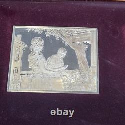 1975 Franklin Mint Norman Rockwell Mark Twain Sterling Silver Ingot Set Framed