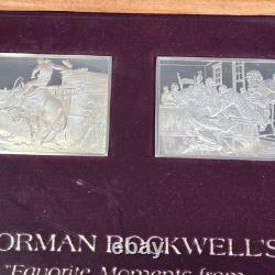 1975 Franklin Mint Norman Rockwell Mark Twain Sterling Silver Ingot Set Framed