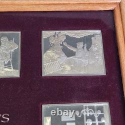 1975 Franklin Mint Norman Rockwell Mark Twain Sterling Silver Ingot Set Framed