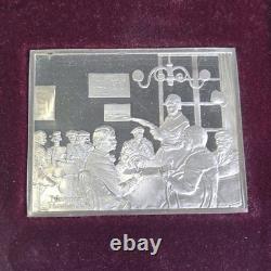 1975 Franklin Mint Norman Rockwell Mark Twain Sterling Silver Ingot Set Framed