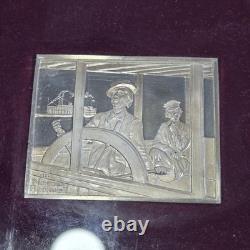 1975 Franklin Mint Norman Rockwell Mark Twain Sterling Silver Ingot Set Framed