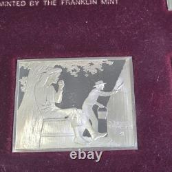 1975 Franklin Mint Norman Rockwell Mark Twain Sterling Silver Ingot Set Framed