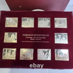 1975 Franklin Mint Norman Rockwell Mark Twain Sterling Silver Ingot Set Framed