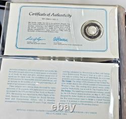 1975 Franklin Mint UN Commemorative Medals 5pc Sterling Proof Set w Stamps