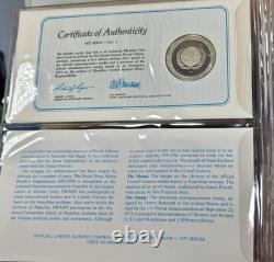 1975 Franklin Mint UN Commemorative Medals 5pc Sterling Proof Set w Stamps