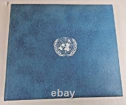 1975 Franklin Mint UN Commemorative Medals 5pc Sterling Proof Set w Stamps