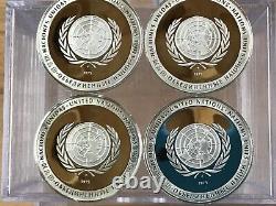 1975 Franklin Mint United Nations Silver Commemorative Medals lot of 4 B0727