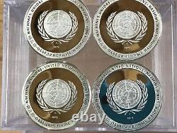 1975 Franklin Mint United Nations Silver Commemorative Medals lot of 4 B0727