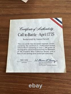 1975 Paul Revere Call to Battle Sterling Silver Proof Medal in Case (3.125 Oz)