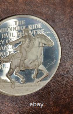 1975 Proof Paiul Revere's Ride Sterling Proof Round 3.5oz Franklin Mint 240323