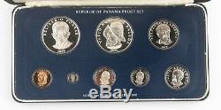 1975 Republic of Panama Proof Set (8 pc) Franklin Mint (1-50c 1-5 Balboa) with Box