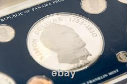 1975 Republic of Panama Sterling Silver Proof Set Franklin Mint