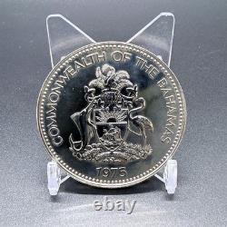 1975 SILVER BAHAMAS $10 PROOF COIN 10TH ANNIVERSARY 1.4602 Oz. COIN IN CACHET#70