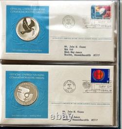 1975 UN Medallic First Day Covers Complete Set Sterling Silver 5 Medals