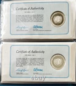 1975 UN Medallic First Day Covers Complete Set Sterling Silver 5 Medals