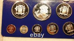 1975 jamaica 8 COIN PROOF SET OF COINS WITH ALL PAPERWORK & DISPLAY BOX