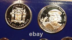 1975 jamaica 8 COIN PROOF SET OF COINS WITH ALL PAPERWORK & DISPLAY BOX