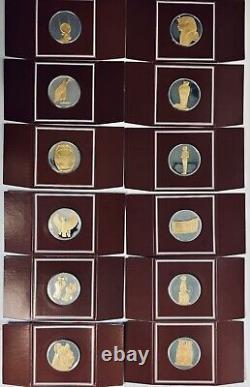 1976-78 Golden Treasures Of Ancient Egypt Franklin Mint Set Of 36 Silver Pieces