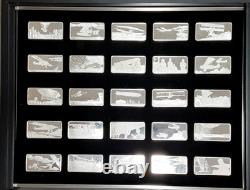 1976-84 Franklin Mint Air & Space 100 Piece Sterling Silver Ingot Set in Case