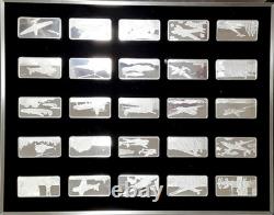 1976-84 Franklin Mint Air & Space 100 Piece Sterling Silver Ingot Set in Case
