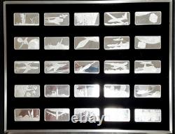1976-84 Franklin Mint Air & Space 100 Piece Sterling Silver Ingot Set in Case