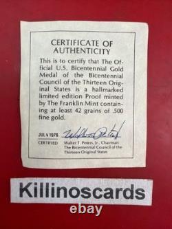 1976 Bicentennial Council of the 13 Original States GOLD Medal Franklin Mint