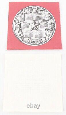 1976 Franklin Mint 4500 Grains Sterling Silver Calendar & Art Medal. 925 76mm