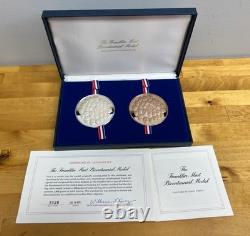 1976 Franklin Mint Bicentennial Medal Matched Proof Set Sterling & Bronze with COA