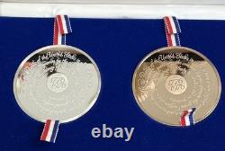 1976 Franklin Mint Bicentennial Medal Matched Proof Set Sterling & Bronze with COA